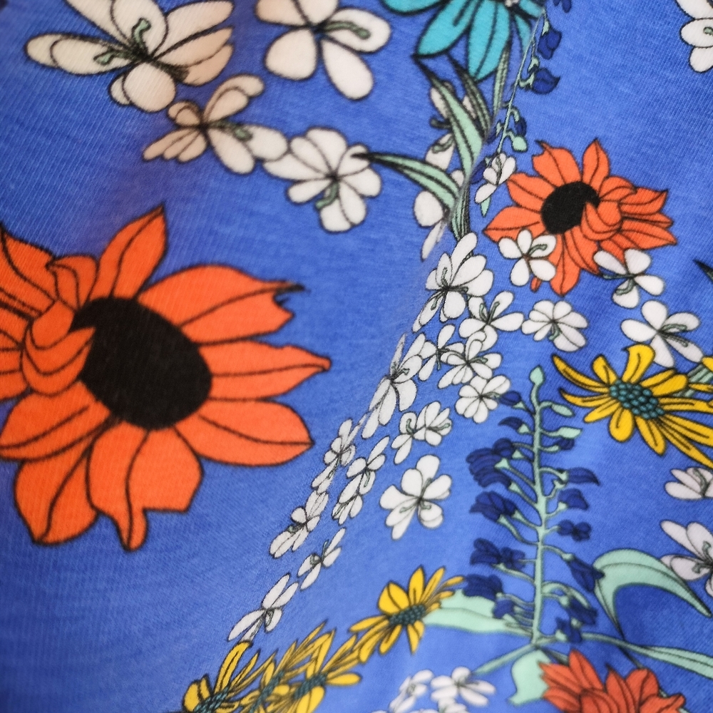 💚 Blue Floral Jersey Top - Picture 11 of 14
